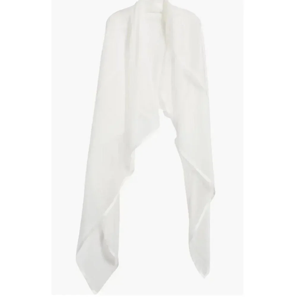 NWT NORDSTROM 100% Silk Chiffon Wrap Scarf  w/ Satin Border Ivory 80” X 50” $79